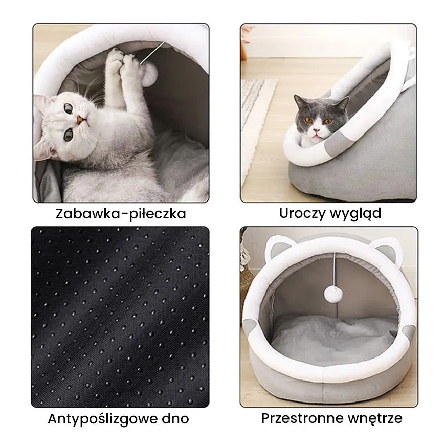 CatComfort – Przytulne Legowisko z Uszami dla Kota